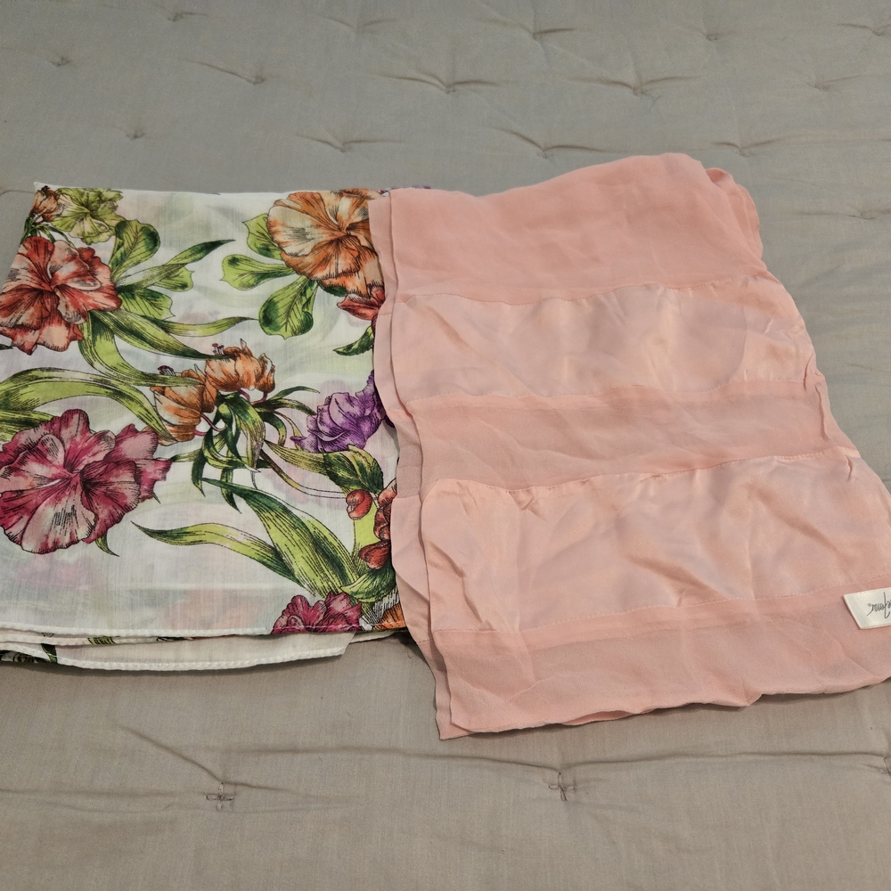 Floral Scarf with Pink Accent